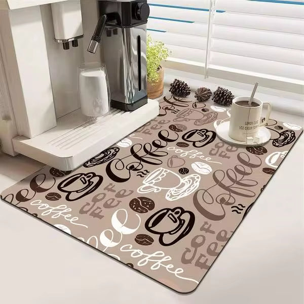 1pc Vintage Soft Drip Mat, Anti-Slip Super Absorbent Durable Coffee Machine Mat, Pet Mat, Dining Table Decor Mat, Kitchen Supplies